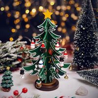 Décorations de Noël en bois miniatures, trois pièces, nouveau style, directement de l'usine, vente en gros, décorations de fêtes, artisanales, mécaniques, dessin animé