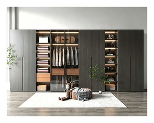 Multi <b>Storage</b> L Shape Bedroom Glass Display Cabinet Walking Closet With LED Lighting SJ-WC0306071 Double Color Design F - Product Image 2