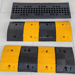 Traffic Safety <b>Rubber</b> Road Speed Hump Yellow-black Portable Speed Reducer Bumps Speed <b>Blocks</b> Road Speed Breaker - Product Image 1