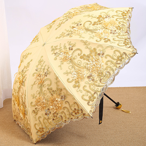 Parapluie en tissu de mariage de parasol de broderie de fleur de <span class=keywords><strong>dentelle</strong></span> de Offre Spéciale avec le revêtement noir - Product Image 1