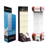 Support d'affichage au sol en carton personnalisé avec crochets pour magasin de détail, étagère promotionnelle en carton