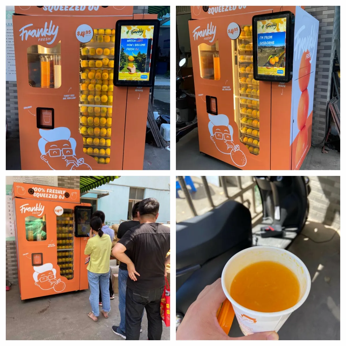 Venta al por mayor, fábrica, máquina expendedora recién exprimido automática de zumo de naranja, precio