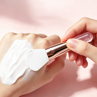 Pinceau applicateur de crème en silicone transfrontalier, mini, transparent, manche rose cristal, portable, à poils doux, en forme de langue, pour masque visage et yeux