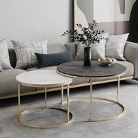 Ensemble de tables basses modernes en marbre et acier inoxydable, gain de place, pour la maison, le salon, la chambre, l'hôtel