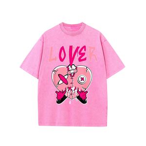 เสื้อยืดผ้าฝ้ายฟอก100% สไตล์วินเทจย้อนยุคสำหรับผู้ชายผ้าฝ้ายฟอกสีคุณภาพสูงสไตล์ฮิปฮอปแขนสั้นพิมพ์ลายโอเวอร์ไซส์ออกกำลังกาย - Product Image 5