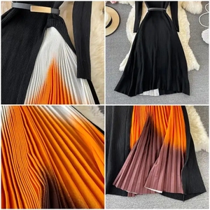 <span class=keywords><strong>Abito</strong></span> <span class=keywords><strong>plissettato</strong></span> retrò con stampe autunnali e invernali per donna, elegante <span class=keywords><strong>abito</strong></span> midi <span class=keywords><strong>in</strong></span> <span class=keywords><strong>maglia</strong></span> con patchwork sfumato e maniche lunghe con cintura <span class=keywords><strong>in</strong></span> vita - Product Image 4