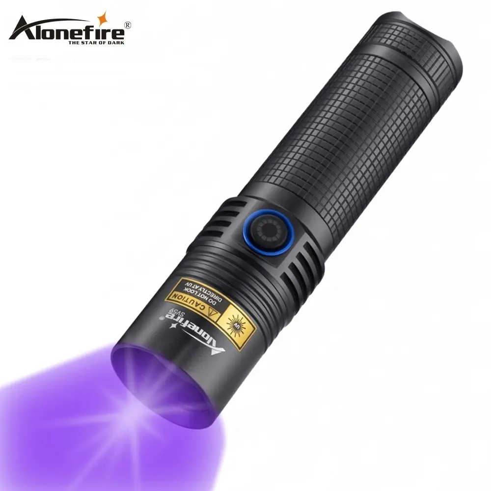 Alonefire SV59 15W 365nm UV Ungu Cahaya USB Ultraviolet Lanterna Obor Tak Terlihat Noda Hewan Peliharaan Kucing Lumut Lampu Deteksi Daya Tinggi