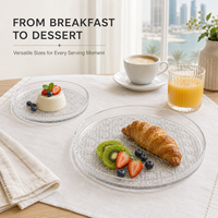 Assiette à dessert en verre gaufré transparent, plateau de service rond en gros pour dattes, noix, bonbons, baklava et délices turcs