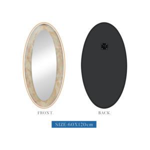 Luxe Decoratieve Ovale Wandspiegel Met Beige & Oranje Patroon Gouden Aluminium Frame Kwaliteit Glas Opknoping Voor Woondecoratie - Product Image 5