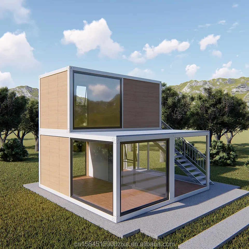 분리형 임시 건물 강철 모듈 식 제작 주택 빌라 모바일 생활 작업 건물 이동식 전시관