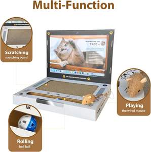 Best Verkopende Aanpasbare Gegolfd Papier Laptop Krabber Met Muis Speelgoed Duurzaam Kat Krabbord - Product Image 3