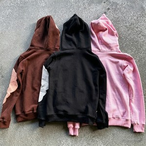 Sweat à capuche zippé intégral Y2K en coton épais personnalisé avec imprimé en relief, en tissu molletonné épais pour homme - Product Image 3