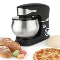 Batteur sur socle électrique 5L 1300W avec tête inclinable, bol mélangeur en acier inoxydable, 6 vitesses, fonction pulse, pieds antidérapants, fonction relevage du bol