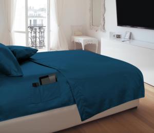 Parure <span class=keywords><strong>de</strong></span> draps pleine grandeur, simple et lavable, avec poches latérales et <span class=keywords><strong>sangles</strong></span> d'angle, 4 pièces, en microfibre <span class=keywords><strong>de</strong></span> polyester brossé, poches extra profondes - Product Image 5