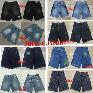 Quần <span class=keywords><strong>short</strong></span> denim chất lượng cao phong cách đường phố Y2K thêu họa tiết hiphop punk dành cho nam nữ mùa hè 2225 - Product Image 6