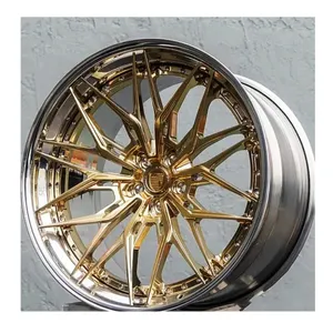Chrome Golden Alloy Forged Wheels 20inch 5X112 5X114 5X130 5X120 Concave Car Rims