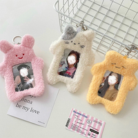 Porte-clés en peluche personnalisé, motif dessin animé mignon, figurine Kpop d'idole coréenne, en tissu de coton, personnalisable, avec ensemble de cartes transparentes