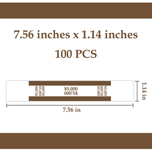 Correas para Billetes Codificadas por Color ABA, Color Marrón, 29x192mm (Denominación de $5000) para Bancos y Agrupación de Efectivo - Product Image 4