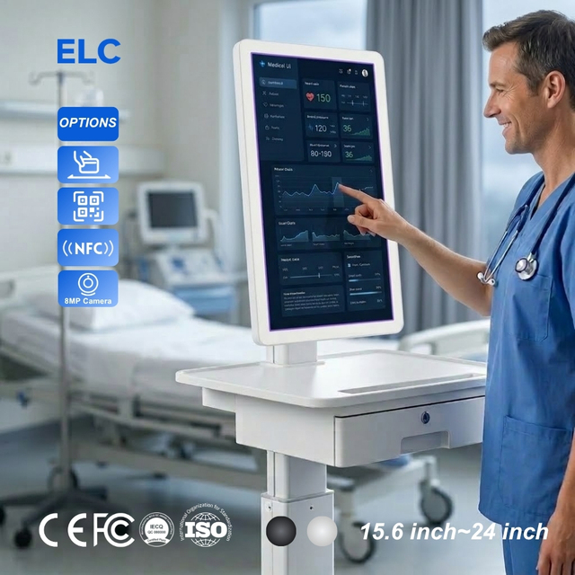 Mobile Nursing Cart Compatible TouchScreen Monitor with High Contrast Display for Daily Clinical Rounds and EHR Access