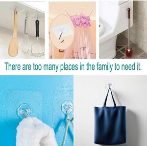 Wall Mounted Self Adhesive Transparent Sticky <b>Hooks</b> Living Room Kitchen <b>Bathroom</b> Wardrobe-Multifunction Storage Organizer Tools - Product Image 4
