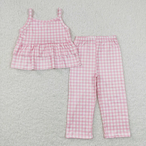 Conjunto de Ropa para Hermanas RTS, Blusa sin Mangas a Cuadros y Pantalones para Bebé Niña - Product Image 6