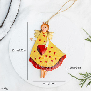 Décoration de Noël, ange en fer forgé rétro, pendentif en tôle double couche, pendentif décoratif pour l'ambiance de l'arbre de Noël - Product Image 3