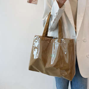 Bolso de hombro de lona de gran capacidad, sencillo y casual, nuevo bolso de compras multifuncional de color sólido a la moda para mujer - Product Image 1