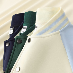 Chaqueta de Béisbol Personalizada con Bloques de Color para Hombre, Corte Holgado, Cuello Alto, Manga Larga, para Otoño e Invierno, con Impresión de Logotipo - Product Image 3