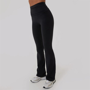 Pantaloni da Yoga Bootcut da donna Leggings <span class=keywords><strong>neri</strong></span> a gamba larga collant a forma di pancia - Product Image 2