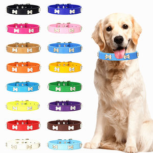 <span class=keywords><strong>Collar</strong></span> ajustable de cuero de PU de 16 colores para perros, diseño de hueso, moderno, de lujo, estampado de dibujos animados simples, venta al por mayor, suministros para mascotas hechos de nailon - Product Image 1