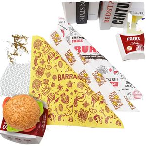 Customized Logo Printing Recyclable Sandwich Takeaway Packaging Grease & Oil Proof Waxed PE Coating Hamburger <b>Wrapping</b> <b>Paper</b> - Product Image 1