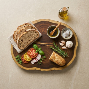 Grande planche à découper ronde en bois naturel Ha Le, planche à découper, blocs à découper, plateau de service en bois pour fromage et pizza - Product Image 1