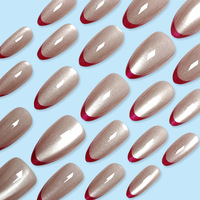 Faux ongles à presser œil de chat français ultra fins en forme d'amande, étanches, vente en gros, emballage personnalisé OEM