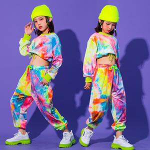 Ropa Hip Hop, Sudadera Multicolor, Pantalones Casuales para Niñas, Ropa de Baile de Jazz y Salón, Sudadera con Capucha Tie Dye para Niños - Product Image 4