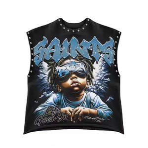 T-shirt senza maniche da uomo oversize in maglia tinta unita 2025 <span class=keywords><strong>DFT</strong></span> con stampa a sublimazione di strass, traspirante e antipiega - Product Image 1