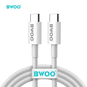 BWOO novo design tipo c cabos usb tecido 3.0 tpe carregadores rápidos personalizados 5a PD 100W cabo usb c para usb c para iphone