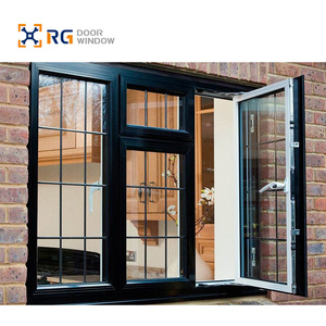 RG100 Venta al por mayor huracán de ventanas de aluminio negro ventanas abatibles de doble acristalamiento para casas - Product Image 1