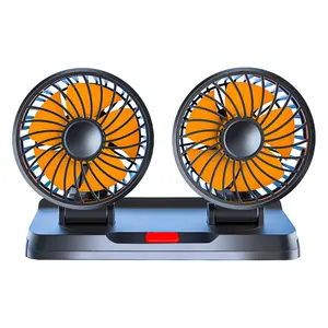 Pearl Double Head Car Fan 360 Degree Adjustable Auto Electric Car Cooling Fan USB Portable Powered Air Circulation Fan