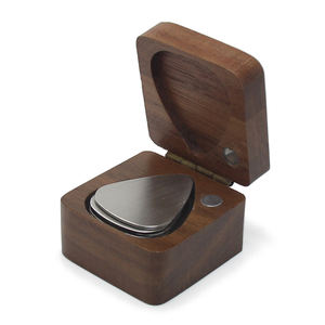 ترويج معدن غيتار يختار حالة صندوق خشبي ريشة ملحقات تخزين هدايا بيع بالجملة مخصص الجوز الغيتار الخشب اختيار مربع - Product Image 6