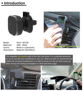 ที่วางโทรศัพท์ในรถยนต์แบบแม่เหล็ก ติดตั้งช่องระบายอากาศ ปรับได้ 360 องศา ใช้ได้กับแผงหน้าปัด วัสดุ ABS สีดำ - Product Image 2
