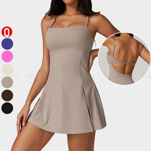 New Fashion Nude Sexy rücken freies Tennis kleid mit Shorts Fitness Outfits Gym verstellbare Träger Sport Yoga Kleid für Frauen - Product Image 1