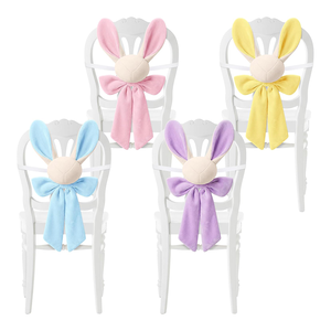 4 Fundas para Sillas de Comedor con Diseño de Conejo de Pascua, Lindas y Coloridas Fundas para Respaldo de Silla con Adorno de Lazo para Fiestas y Eventos - Product Image 1