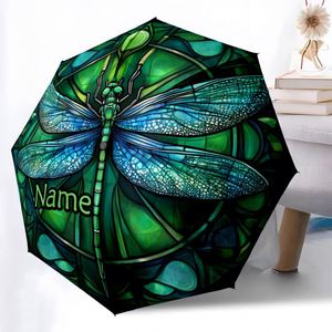 1 Pieza, Sin Pedido Mínimo, Paraguas Plegable Personalizado con Nombre de Libélula, Regalo de Vidrio Estampado, Impresión UV, Parapluie Personalizado - Product Image 2