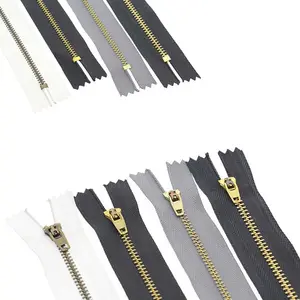 Wholesale Hight Quality Metal Zipper rolls For closures bag dress With Brass Teeth custom zipper Sliders