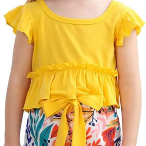 Vêtements d'été OEM Débardeurs à volants et shorts dinosaure léopard pour filles de 2 à 14 ans - Product Image 4