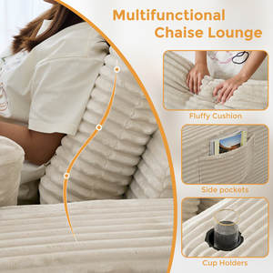 Fauteuil convertible luxueux en velours côtelé avec rangement, canapé <span class=keywords><strong>futon</strong></span> pliable pour hôtel, appartement, salon - Product Image 6