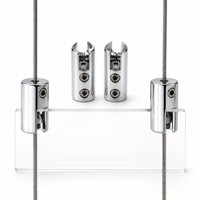 Support de câble Walron WAC-1325-CP 1,5 mm, pince de fixation pour panneau acrylique, pour matériaux en aluminium de 2 à 4 mm, chromé