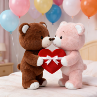 Ours en peluche en forme de cœur pour couple, animaux en peluche doux, rembourrage en coton PP, 100% polyester, unisexe, pour mariage, Saint-Valentin