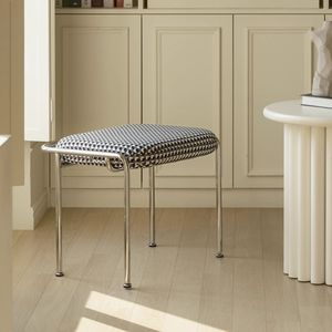 Taburete Tapizado de Estilo Nórdico Bauhaus, Cuadrado, con Patrón Geométrico Abstracto, Asiento para Dormitorio o Vestidor - Product Image 4