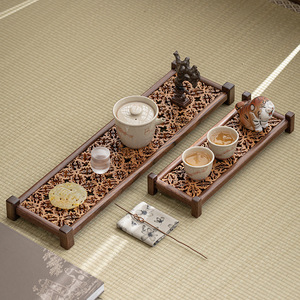 Walnut Wood Dry Brewing <b>Tray</b> Solid Wood Hand Cut Small <b>Tea</b> <b>Tray</b> For Kung Fu <b>Tea</b> Set Chinese Creative Design Home Use - Product Image 2